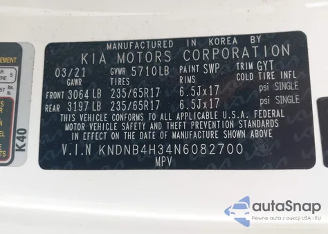 2022 Kia Carnival Mpv Lx from USA, damaged, VIN KNDNB4H34N6082700